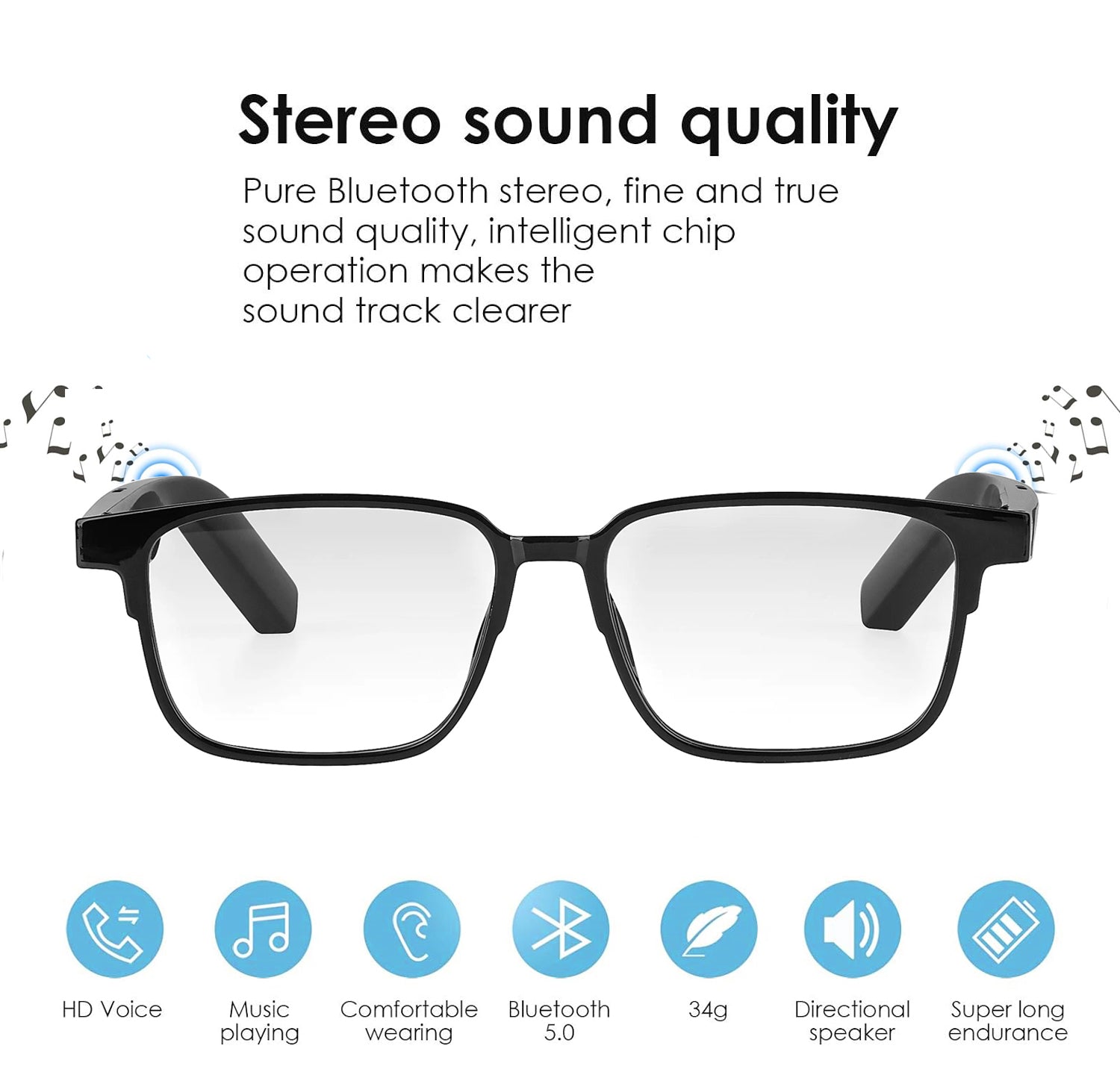 Clyde Collections® 3 In 1 Smart Bluetooth Glasses with Speakers