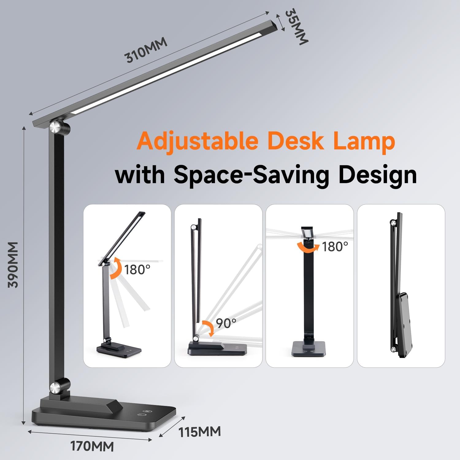 LuxeLume 15 Modes & 500 Lumen Dimmable LED Desk Lamp