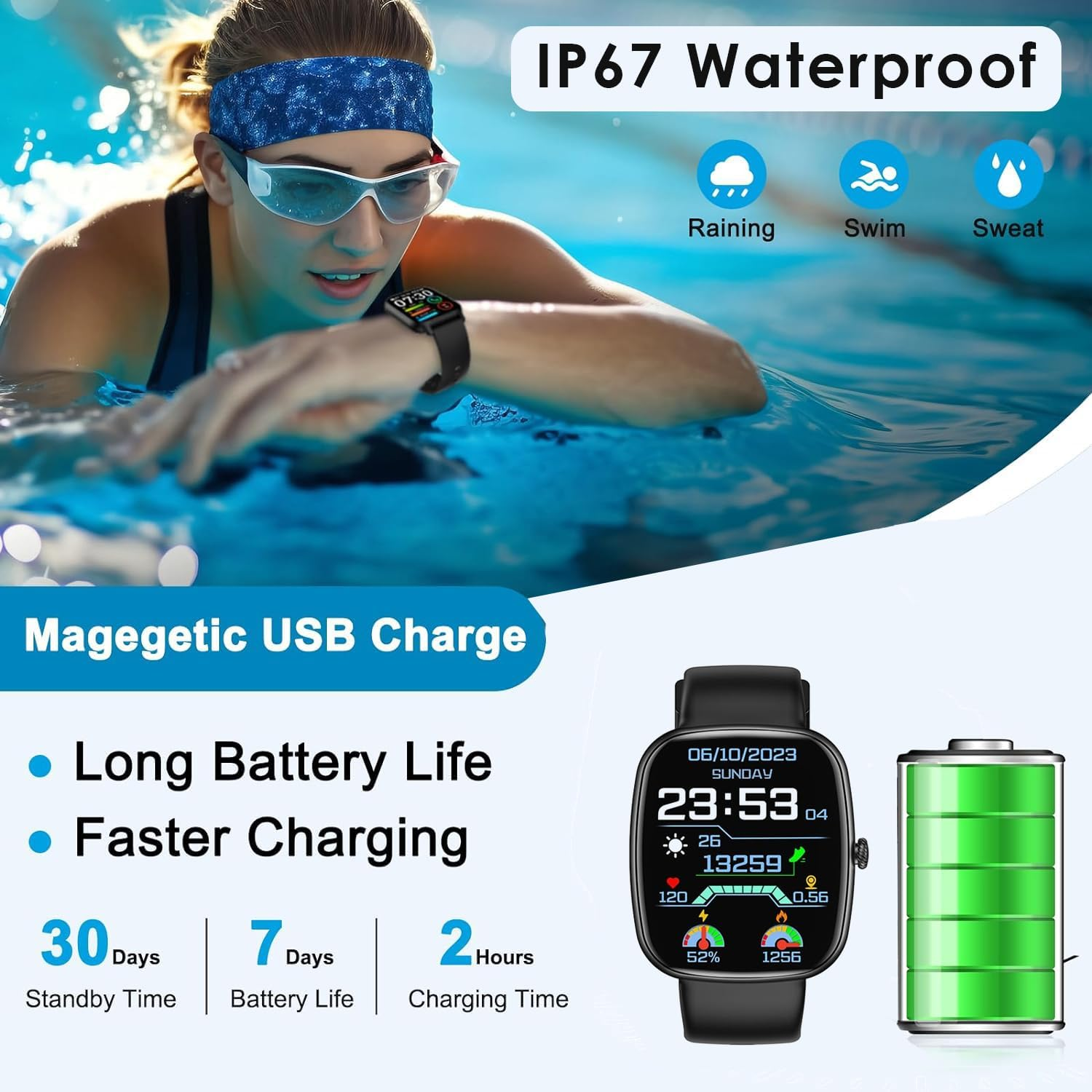 CLYDE COLLECTONS-smart watch for Women Men (Answer Make Calls),1.83” HD Smart watch With Heart Rate Sleep Monitor,100+ Sports step counter, IP67 Waterproof Fitness Watch for Android iOS phone