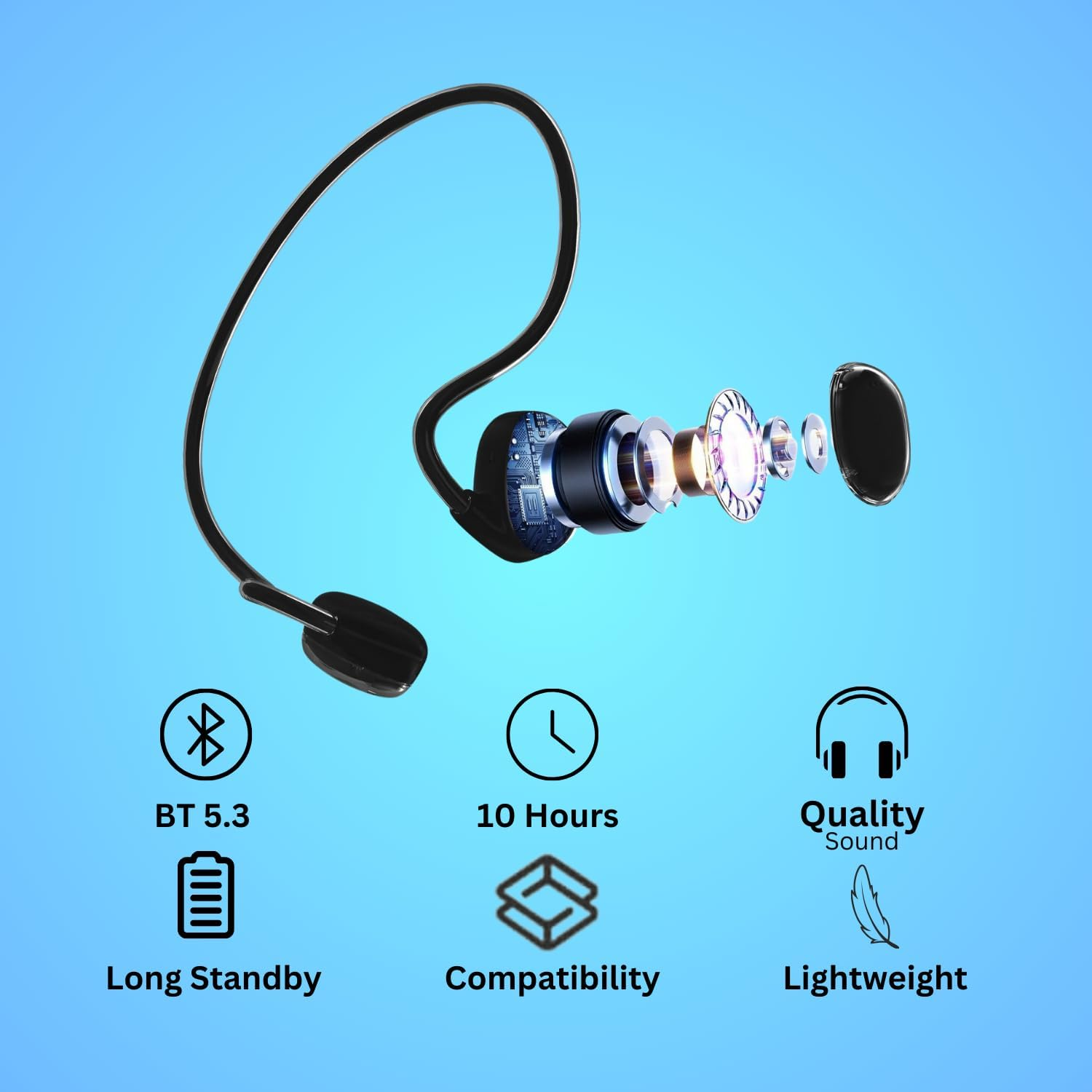 CLYDE COLLECTIONS Open Ear conduction waterproof swimming headphones-Wireless sport headset Bluetooth 5.3,Air conduction Headphones 10hrs playtime Earphone for Running,Cycling,TV,Gym