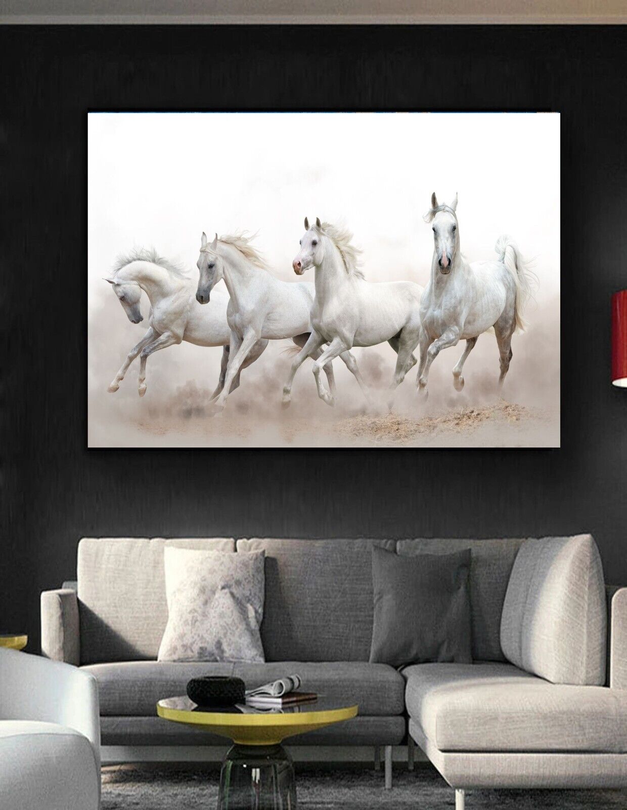 Stunning White Horses Canvas Painting