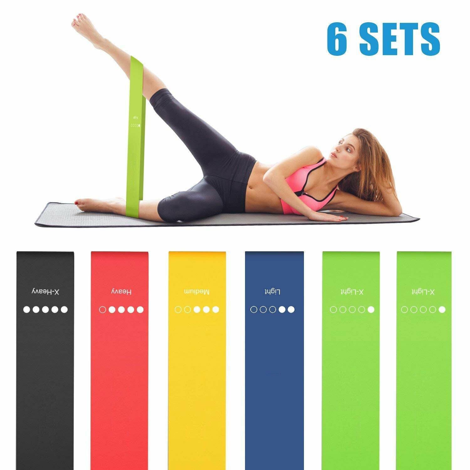 Set of 6 Resistance Exercise Loop Bands