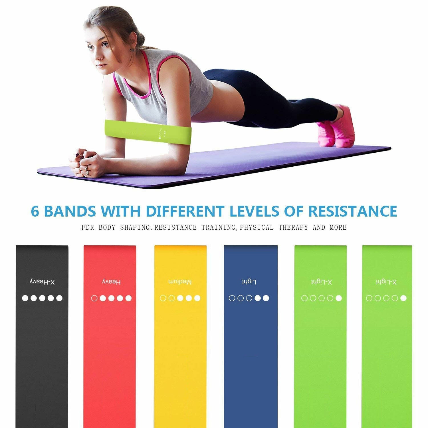 Set of 6 Resistance Exercise Loop Bands